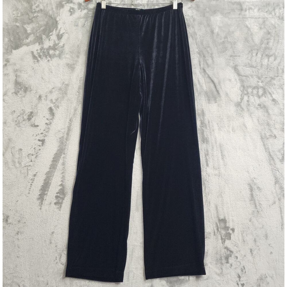 Vintage Notations Pants Womens S Black Velvet Velour Pull On Straight Leg Formal
